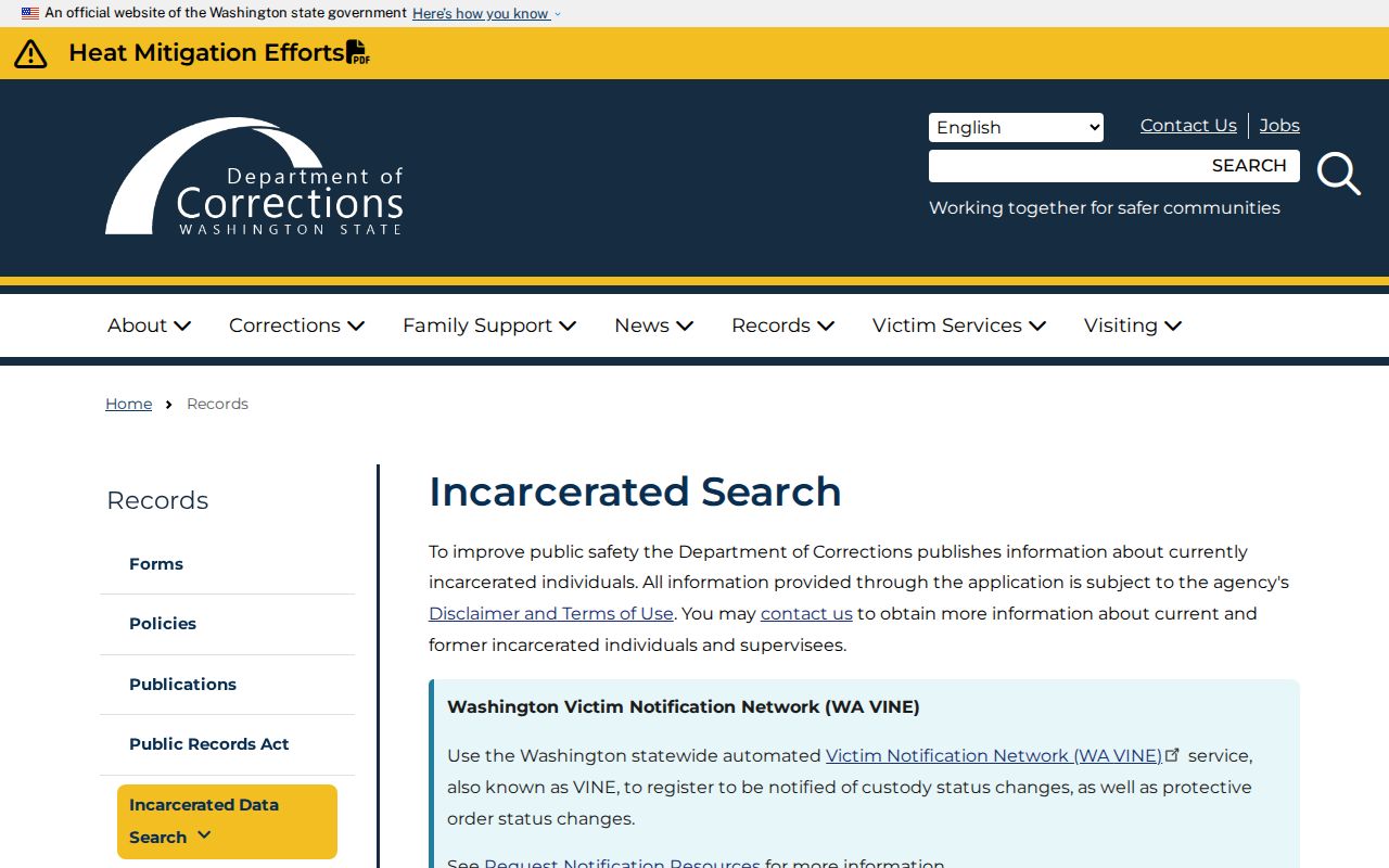 Cowlitz County custody research WA DOC incarcerated individual record search